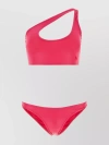 Attico Logo-embroidered Crossover-strap Bikini In Pink