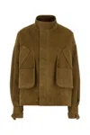 Attico Biscuit Suede Bomber Jacket In Green