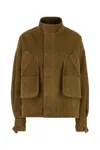 Attico Biscuit Suede Bomber Jacket In Sand