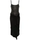 Attico Rhinestone-embellished Midi Dress In Black