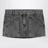 Attico Black Denim Mini Skirt In Black