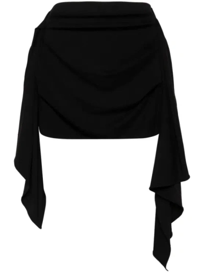 Attico Black Wool Blend Riley Mini Skirt