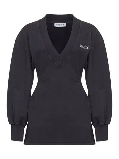 Attico Black American Fleece Mini Dress