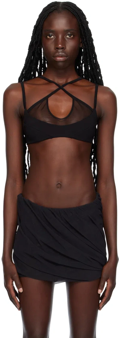 Attico Amos Criss-cross Bralette Top In Black
