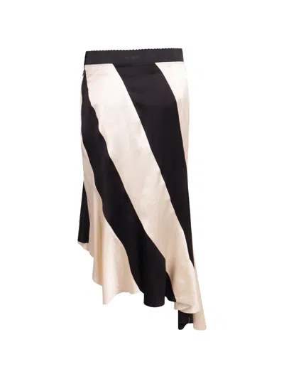 Attico Black And Ivory Midi Skirt