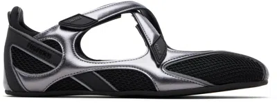 ATTICO BLACK & SILVER FLOOR 01 BALLERINA FLATS