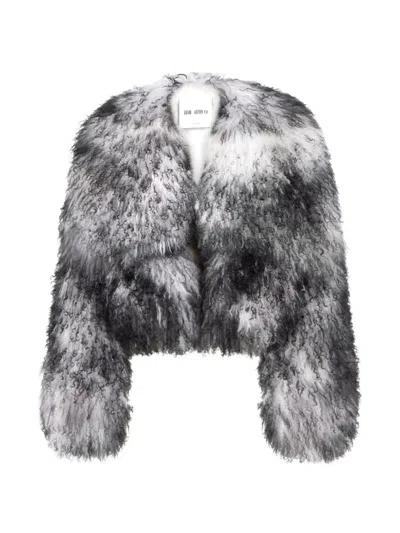 Attico Black And White Bomber Jacket In Gray