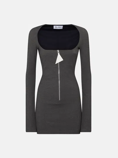 Attico Black And White Midi Dress In Multicolor