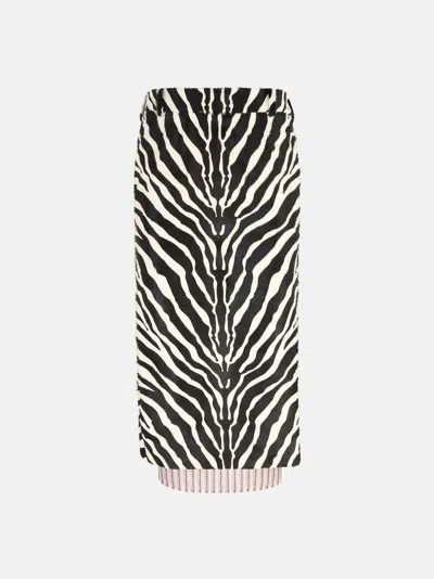 Attico Black And White Midi Skirt