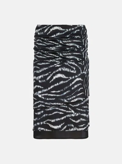 ATTICO BLACK AND WHITE MIDI SKIRT