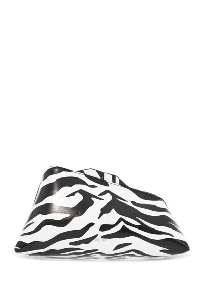 ATTICO BLACK AND WHITE ZEBRA PRINT CALFSKIN CLUTCH WITH ZIP