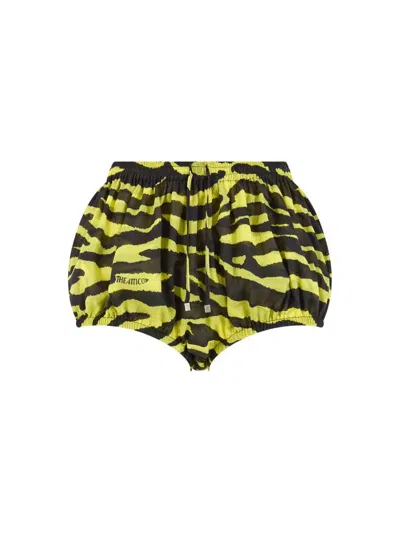 Attico High Cut Zebra Print Beach Shorts In Multi