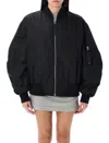 Attico Bomber Jacket With Bishop Sleeves In Black