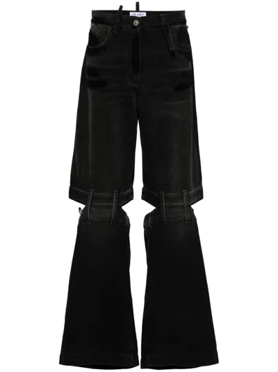 Attico High-rise Wide-leg Jeans Cut-out Detailing In Black