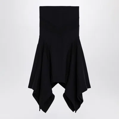 ATTICO BLACK ASYMMETRIC COTTON SKIRT