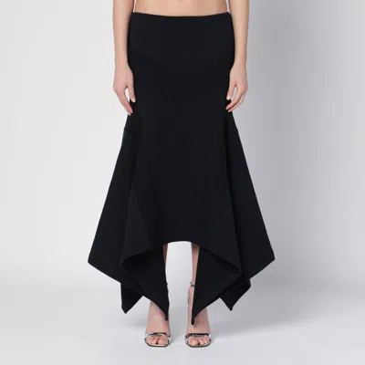 Attico Asymmetric Cotton Midi Skirt In Black