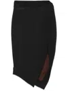 Attico Ribbed Waist Midi Skirt With Side Slit In Black