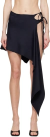 ATTICO BLACK ASYMMETRIC MINISKIRT