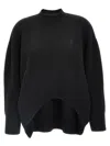 Attico Uneven Knit Sweater Dropped Shoulders In Black