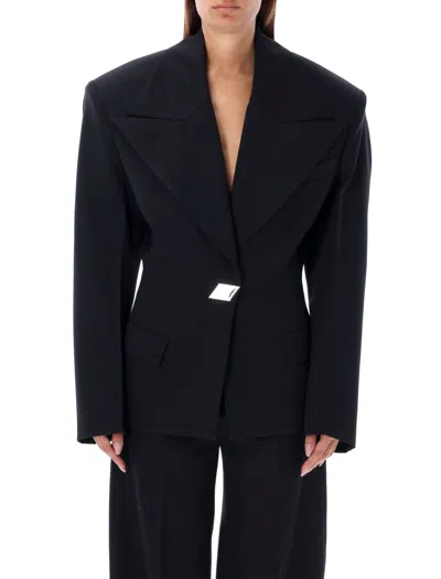 ATTICO THE ATTICO BLACK BIG SHOULDERS BLAZER