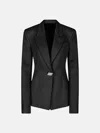 Attico Single-breasted Wool Jacket With Epaulettes In Black