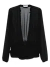 Attico Black Blouse With Deep Neckline In Black