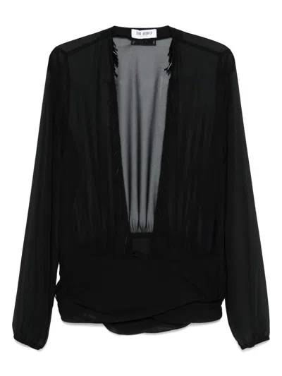 Attico Black Blouse With Deep Neckline