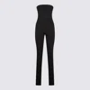 Attico Bustier Jersey Jumpsuit In Black