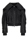 Attico Black Bomber Jacket With Zipped Oversized Hood