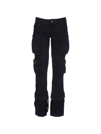 Attico Black Cargo Jeans In Blue