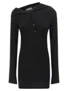 Attico Knee Length Dress Featuring Button Detailing In Black