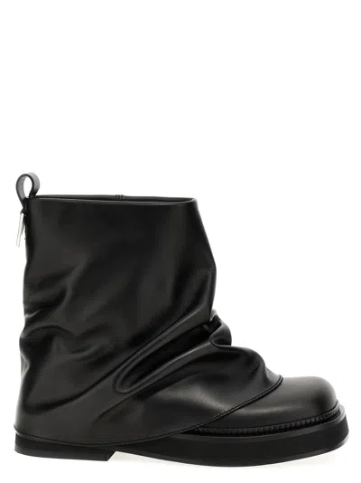 ATTICO BLACK COMBAT ANKLE BOOTS