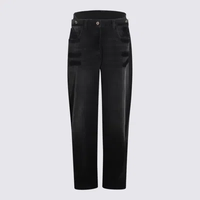 Attico Low Rise Wide Jeans In Black