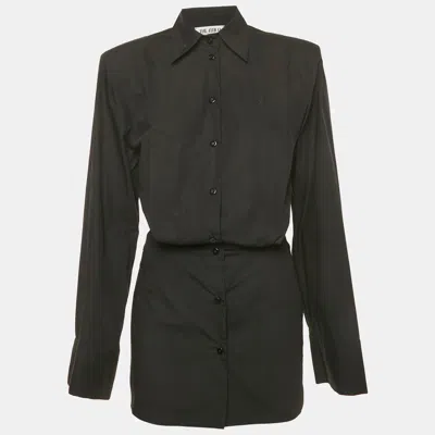 Pre-owned Attico Black Cotton Elongated Sleeve Structured Shirt Dress S