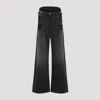 Attico Layered Waist Wide-leg Jeans In Black