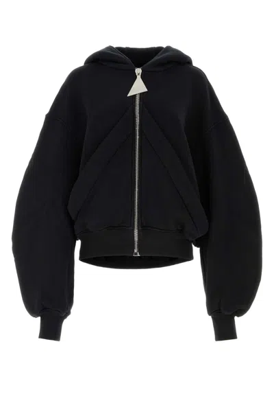 Attico Black Cotton Oversize Sweatshirt In 615