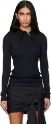 Attico Ribbed-knit Cotton Jersey Top In Black