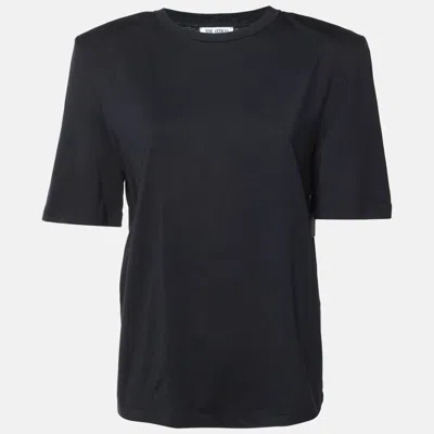 Pre-owned Attico Black Cotton Structured Shoulder T-shirt M/l