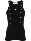 Attico Black Cotton Tank Top In Black