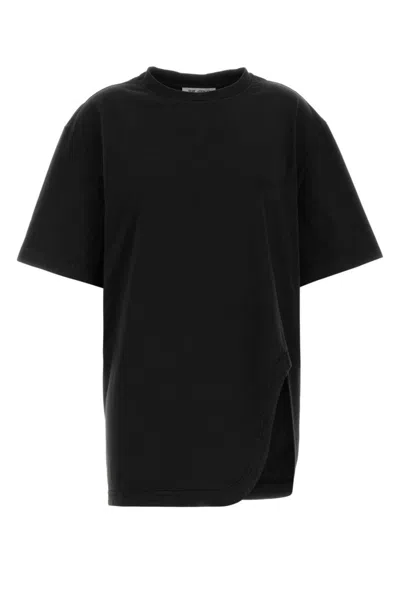 Attico Black Crew Neck Asymmetric Cut T-shirt