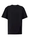 Attico Asymmetric Oversized Round Neck Short Sleeve Top In Black