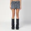 Attico Gray High-waisted Slim Fit Denim Mini Skirt In Black