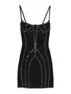 Attico Black Sablè Crystal Hotfix Bustier Minidress