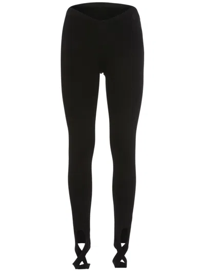 Attico Black Elastic Leggings With High Waist