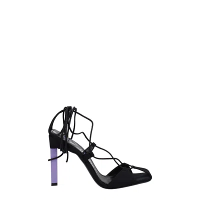Attico Black Fabric Sandal