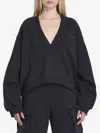 Attico Oversized Sweatshirt With Deep V-neck In Gradient Black In Black