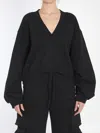 Attico Oversized Sweatshirt With Deep V Neck In Gradient In Black