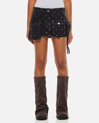 ATTICO BLACK FAY DENIM MINI SKIRT