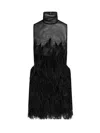 Attico Feather-embroidered Tulle Mini Dress In Black