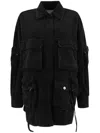 Attico Fern Oversized Cotton Canvas Jacket In Black